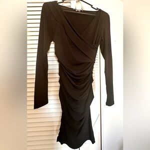 Nikibiki black long sleeved ruched dress.